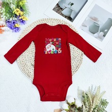 外贸原单婴幼儿欧美外贸圣诞三角哈衣男女宝宝连体新生儿纯棉爬服