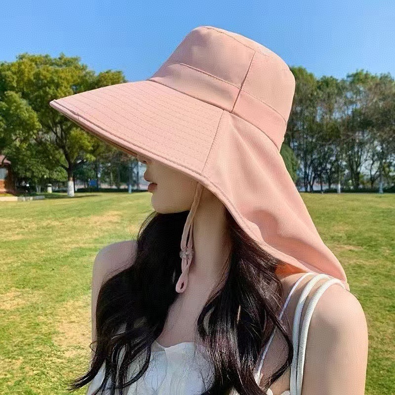 女性用オールラウンド屋外日焼け止め帽子、夏の日よけ帽子、大きなつばのフェイスマスク、UVネックプロテクションサンハット|undefined