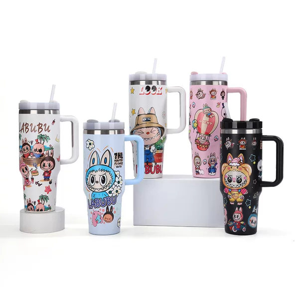 Cross-Border Cartoon Labubu 40oz Car Cup Insulated Water Cup Stainless Steel Insulated Cup Large Capacity Car Cup