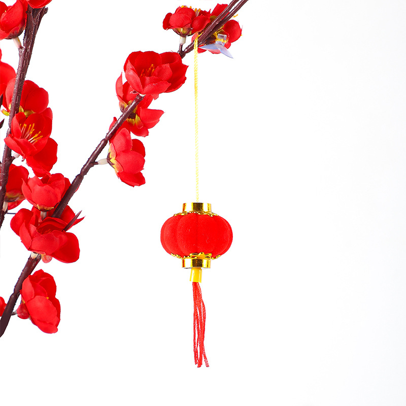 Cubo de bendición de Año Nuevo hecho a mano DIY pequeño nudo chino Tigre año borla adornos rojo decoración festiva Árbol de la fortuna nudo seguro