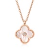 Chain for key bag , diamond lucky clover, two-color golden necklace stainless steel, internet celebrity, 18 carat, pink gold