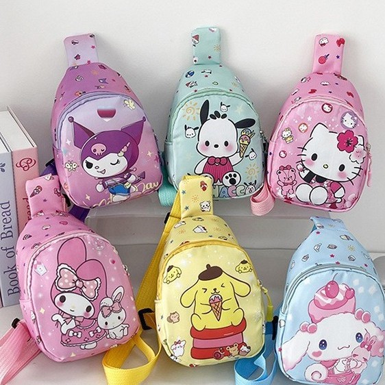 2026 Cute New Children's Bag with Cartoon Pattern, Sanrio Single Shoulder Crossbody Chest Bag for Boys and Girls, Accessory Bag
