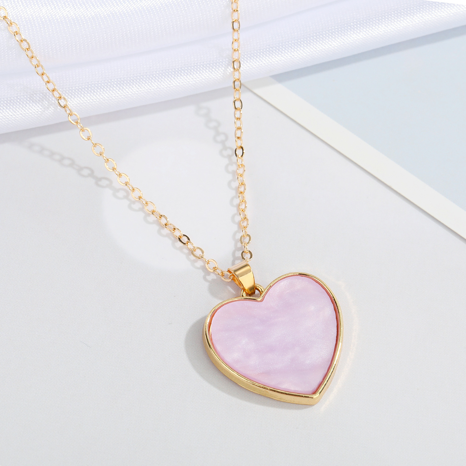 European Cross-Border Sold Jewelry Acetate Love Necklace Simple Ins Style All-Match Love Pendant Cla
