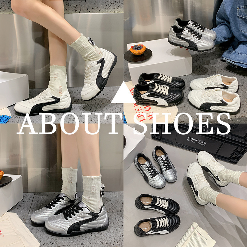 Korean-style soft leather German training shoes for women, 2026 spring new collection, soft-soled, comfortable, versatile, fashionable, and stylish casual shoes that make your feet look smaller
