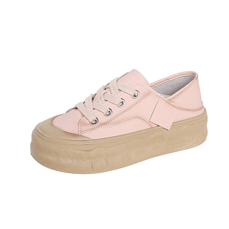Scarpe sportive casual da donna con suola alta bianco comode_voghion.com