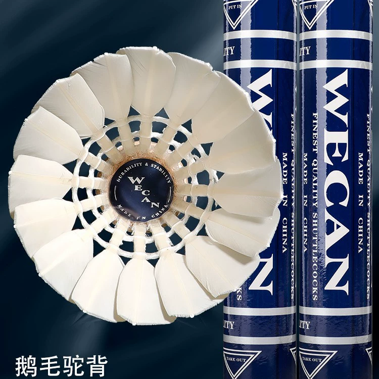 Набор 12 темно-синих воланов Wicken из гусиного пера, обновленная модель, прочные, стабильный полет, для соревнований и тренировок на корте