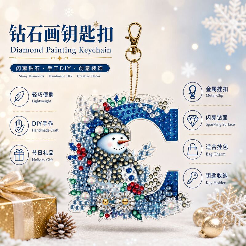 Diamond Painting Keychain Cross-Border Handmade DIY Material Set of Three Pieces Dot Diamond Painting Bag Pendant Rhinestone Sticker Accessories