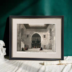 European-style niche art decorative painting living room entrance retro architectural wall art American-style restaurant luxurious wall painting table setting painting