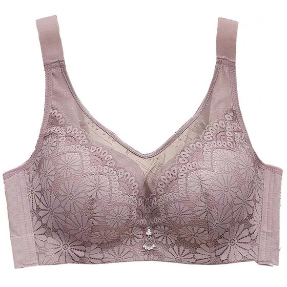 Large Size Underwear Women's Fat Girls' Side-closed Accessory Breast-free Bra Thin Large Chest Showy Small Full Cup Adjustable Gathering