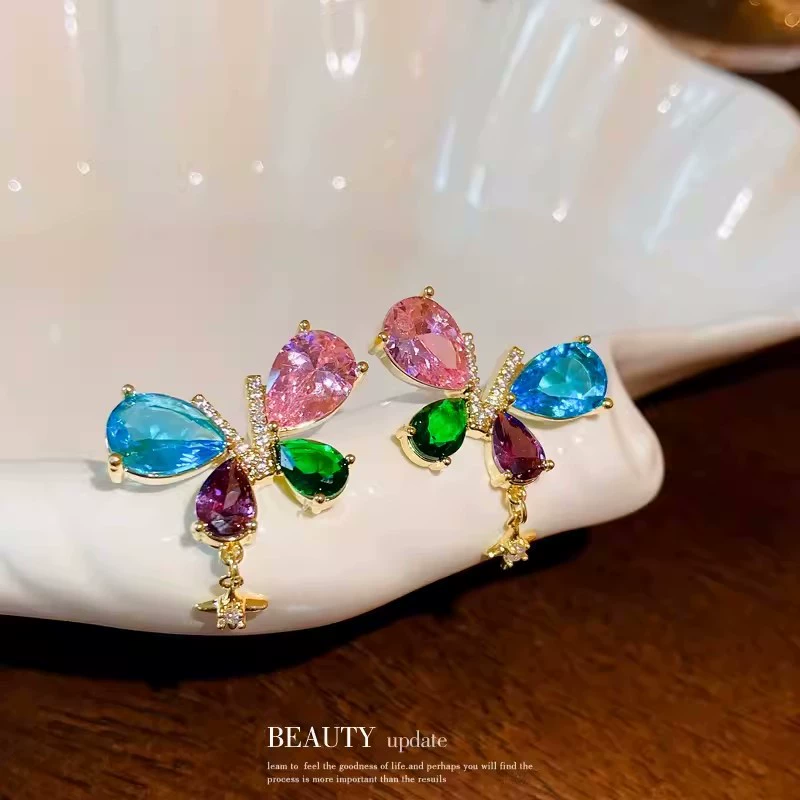 Серебряная игла, цирконий, свежие изящные серьги, стиль высокого качества