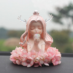 Creative new car interior fragrance ornament beautiful angel with flower base containing fragrance pads for long-lasting scent