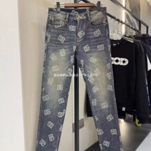 25新款DG广州印花高端潮牌男士潮流休闲欧货弹力修身牛仔裤裤子