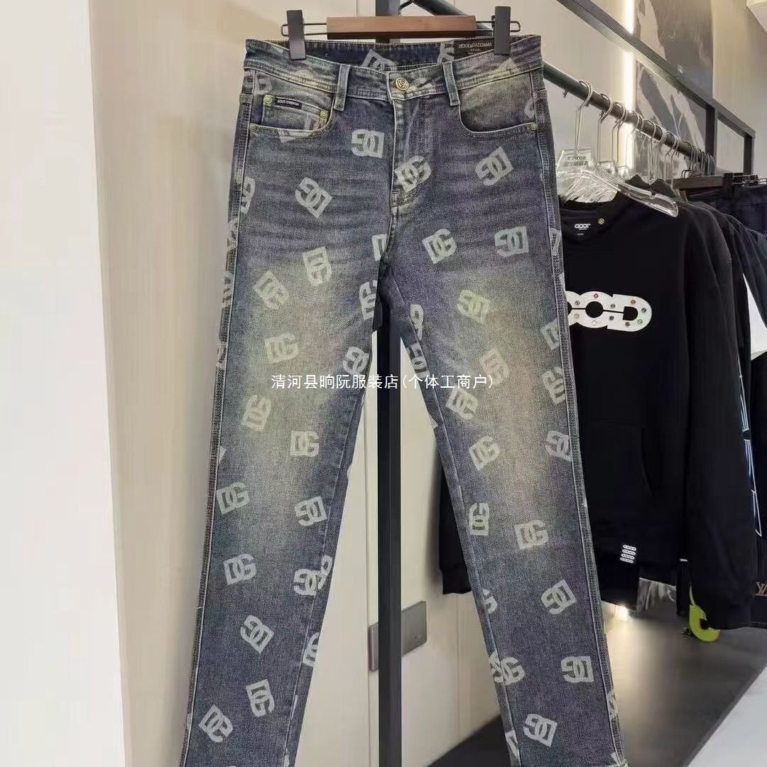 25新款DG广州印花高端潮牌男士潮流休闲欧货弹力修身牛仔裤裤子