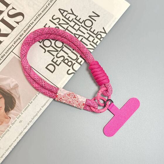 Trendy Contrasting Color Ins Woven Satchel Mobile Phone Lanyard Short Wrist Rope Pendant Anti-Lost Pendant Strong Mobile Phone Chain