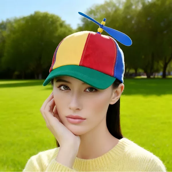 Baseball Cap for Women 2025 New Spring & Fall Fashion Color Matching Propeller Bamboo Dragonfly Peaked Cap Cartoon Cute Sun Hat