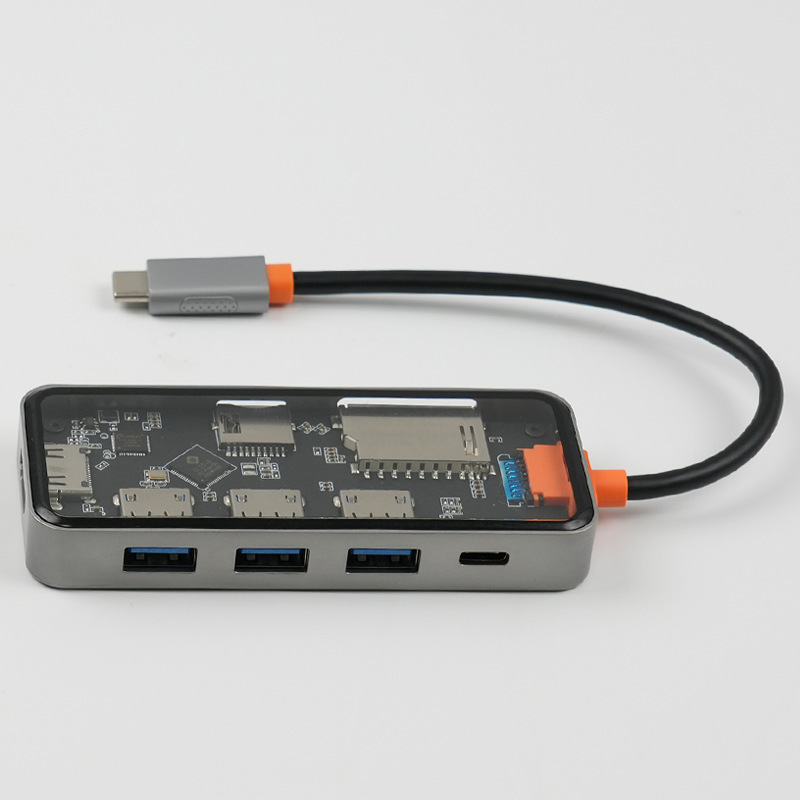 Transparent 7 Six-In-One Docking Station USB C Hub Suitable for MacBook to Hd Display