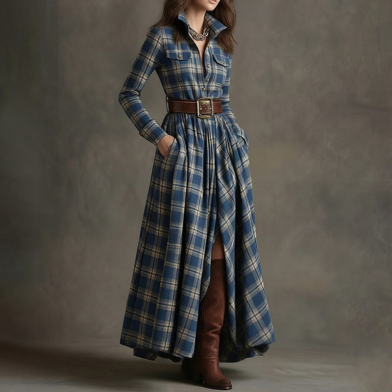 Set gonna francese vintage a quadri svasato e dimagrante donna_voghion.com