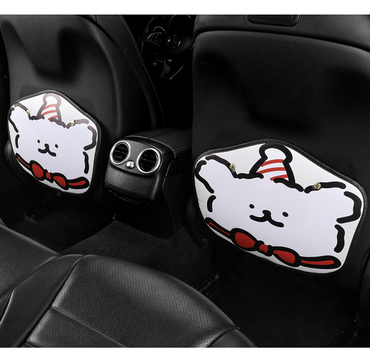 Line Puppy Style Cartoon Cute Car Seat Back Anti-Kick Pad Simple and Comfortable Storage Bag Anti-Kick Pad Anti-Dirty Pad