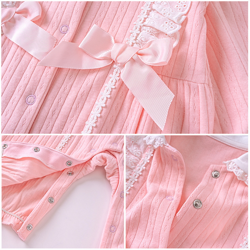 Ropa de bebé 2024 primavera y otoño nuevo recién nacido de manga larga mameluco primavera algodón mameluco bebé niña salida mono