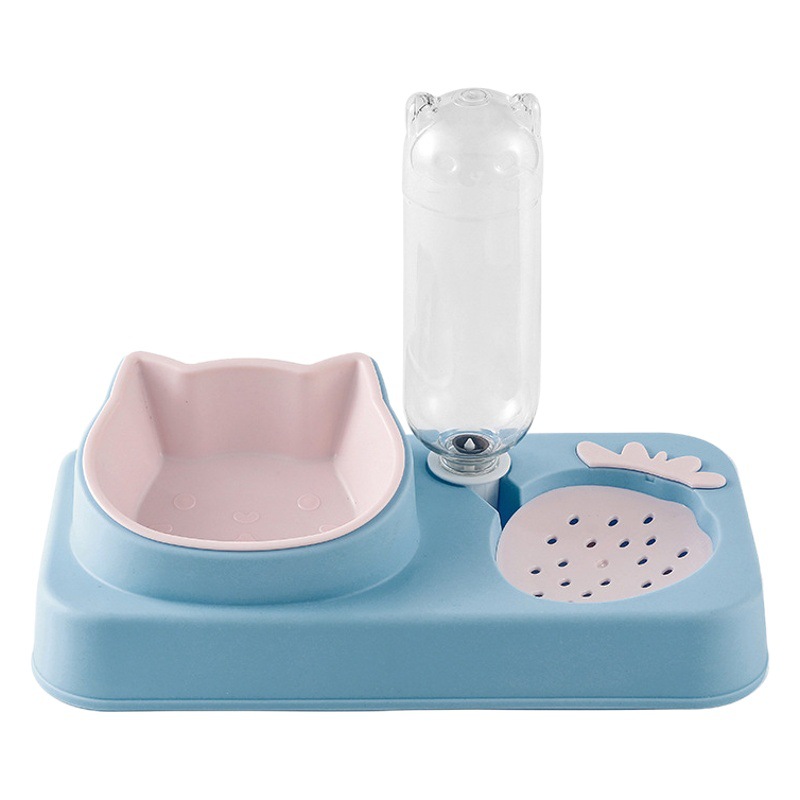 Nueva mascota fresa gato tazón automático de agua potable boca no húmeda Pet Bowl antidetonante tazón de fuente de comida para mascotas tazón de perro