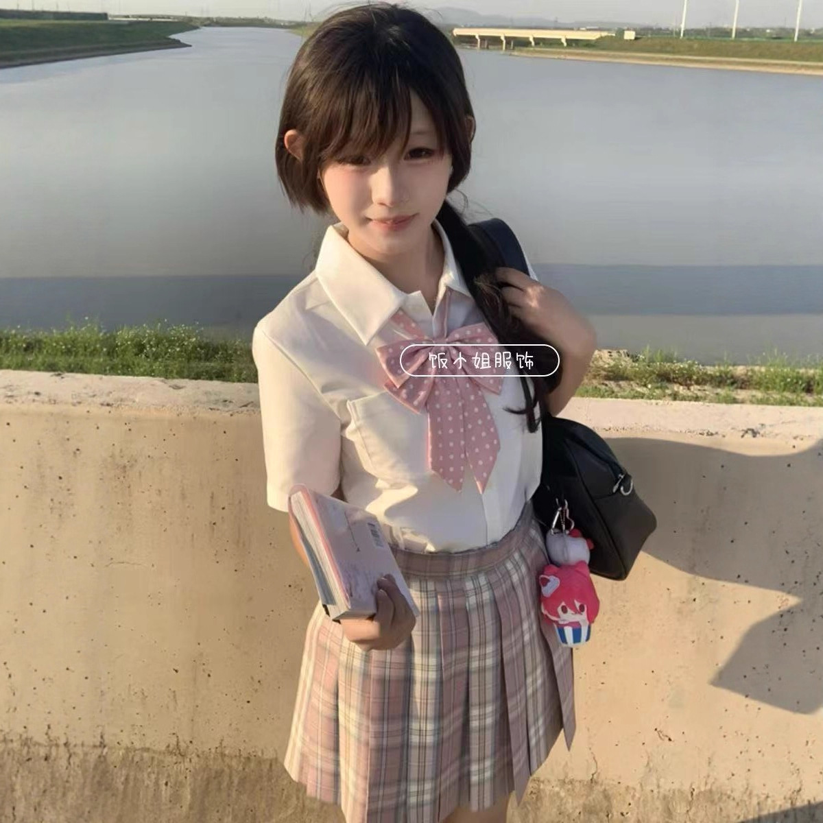College Jk Uniform Shirt Summer College Style Loose Sakura Spring Skirt Shirt Student Class Uniform Short Skirt Suit