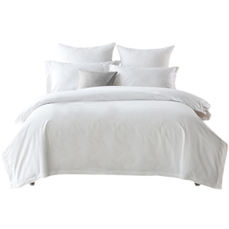 Ropa de cama de hotel, juego de cuatro piezas de algodón puro satinado de 80 hilos, funda de edredón para hostales y alojamientos, venta al por mayor