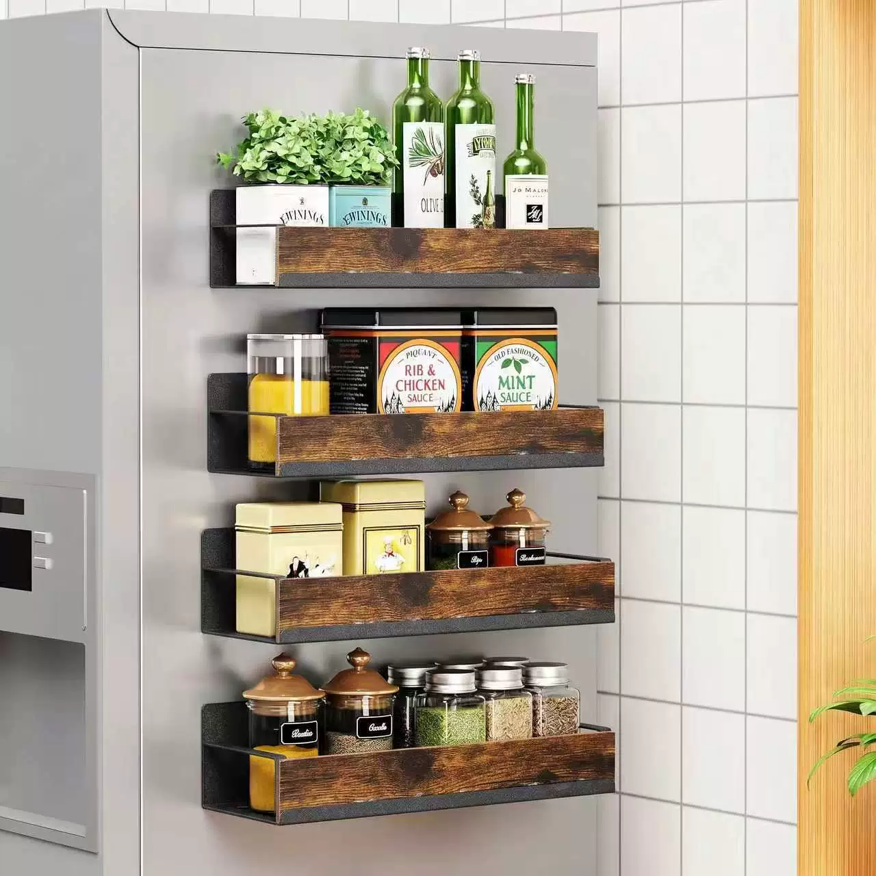 Spice Rack Magnetic Shelf Rack No-drill Kitchen from Yomiego
