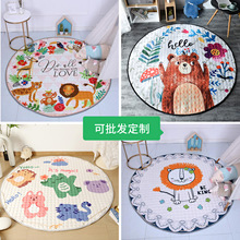 外贸ins风卡通收纳地垫棉质小汽车收纳玩具游戏地垫圆形郊游垫子