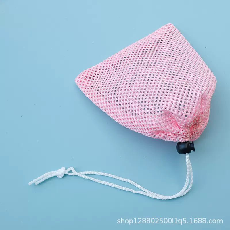 荧光绿粉色抽绳束口网袋整理收纳袋涤纶过滤抽绳网袋加厚