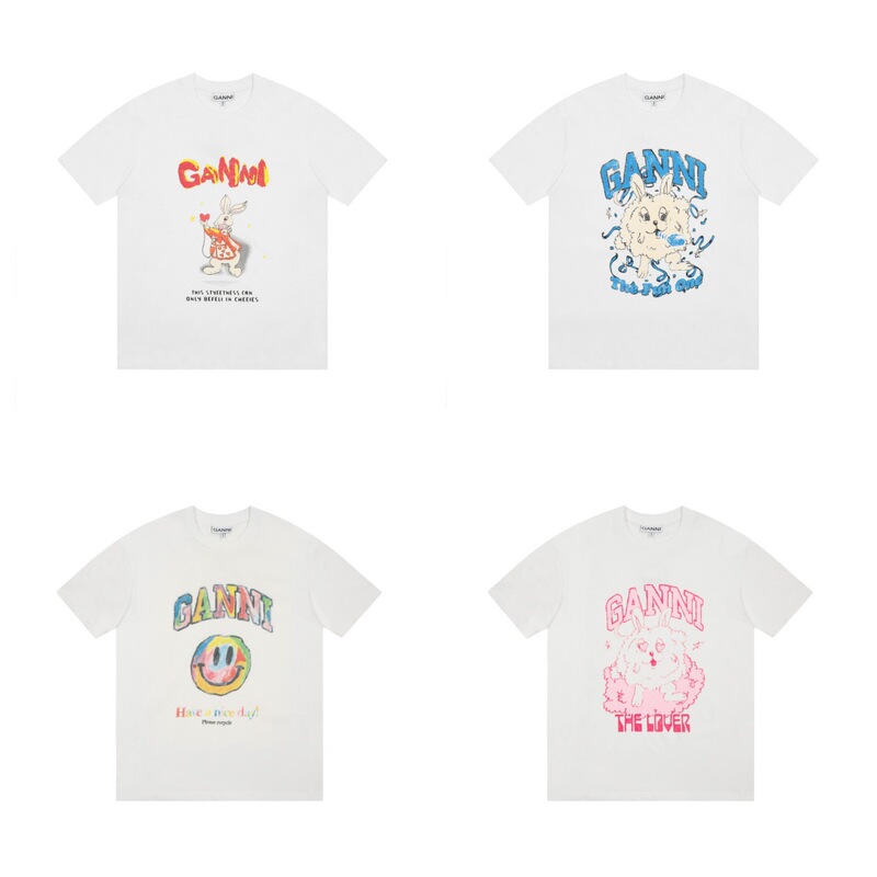 Trendy Summer New Round Neck High-Quality Niche Gan Letter Print Men's and Women's Casual Loose Short-Sleeved T-Shirt