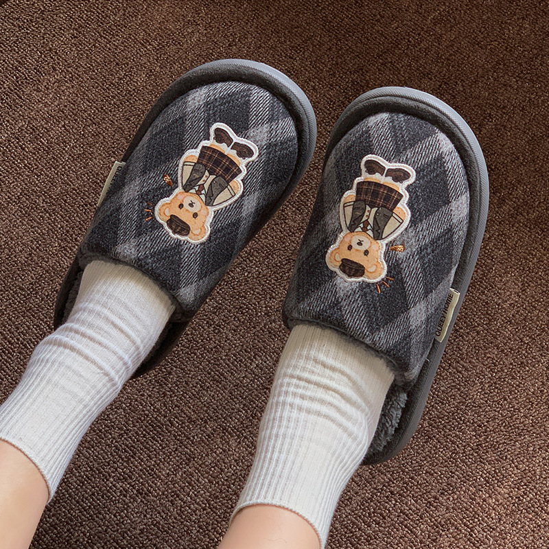 Zapatillas de algodón de felpa para el hogar, nuevo estilo, invierno para mujer, interior, cálido, antideslizante, resbaladizo, además de terciopelo, cómodas, pareja, zapatillas de algodón, invierno para hombre