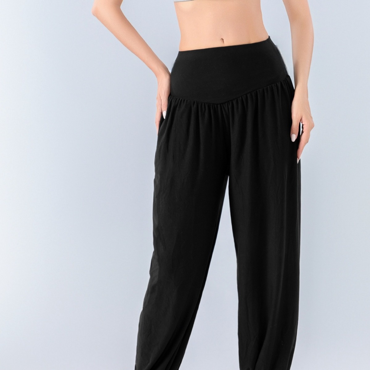 Deportes y ocio pantalones de cintura alta, pantalones de piernas anchas, pantalones de nueve puntos, pantalones de yoga de piernas anchas, pantalones deportivos