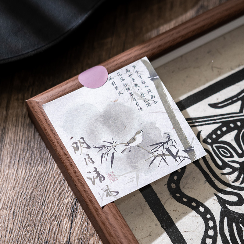 Guofeng bambú cuaderno de notas estilo antiguo alto valor facial rasgable caligrafía poesía no adhesiva papel de etiqueta material de contabilidad