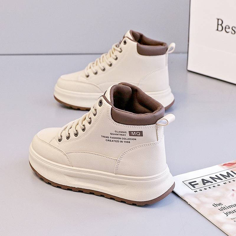 2025 Autumn New High-Top Thick-Soled Versatile Fashion Casual Korean Style Height-Increasing Trendy Women's Sneakers White Shoes 2025 Autumn New High-Top Thick-Soled Versatile Fashion Casual Korean Style Height-Increasing Trendy Women's Sneakers White Shoes
