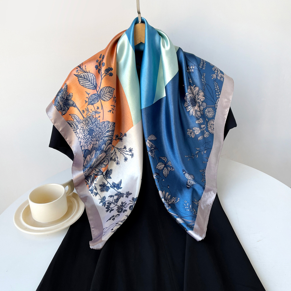 Femmes Style Vintage Vacances Bloc De Couleur Polyester Écharpe En Soie display picture 6