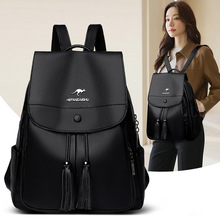 袋鼠正品双肩包女2025新款背包软皮百搭大容量多功能女包外贸批发