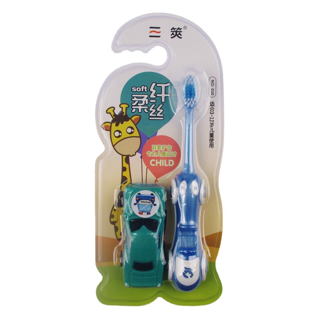 Cepillo de Dientes Infantil con Juguete para Edades de 3 a 12 Años, Cerdas Suaves, para Niños