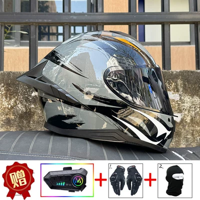 Motosiklet kaskı (dəbilqə) Bluetooth Full-Face Helmet with Dual Lenses - dark-elf-tea-tinted-glasses-y10-soft-wheat-comes-with-clear-lenses-s