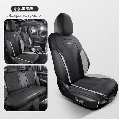 BMW ix3 for four seasons – Modelə uyğun (Original) oturacaq örtükləri - black-and-gray-standard-version-bmw-x3-special-five-seats