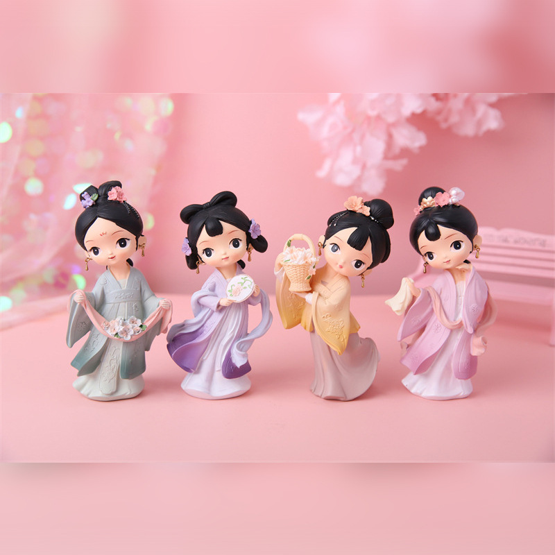 Ancient Style Doll Cute Fairy Princess Crafts Ornaments Resin Student Office Bedroom Decorations Ready for Delivery