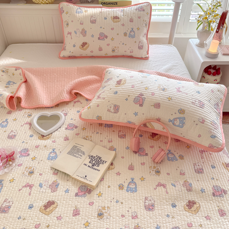 Class a Pure Cotton Bed Cover Single Piece Baby Kidsren's Tatami Bed Single Three-Piece Set Four-Season Reversible Bed Blanket