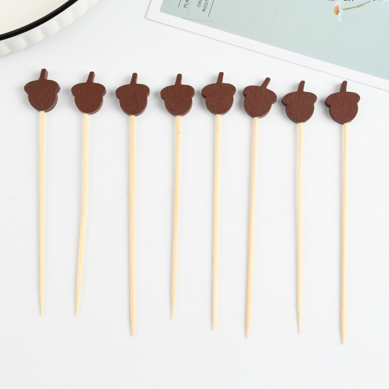 Hazelnut bambú horquilla de frutas al por mayor calabaza de azúcar hebra hebra tijeras hebra de anillo hebra de flores hebra hebra de cuentas de sushi