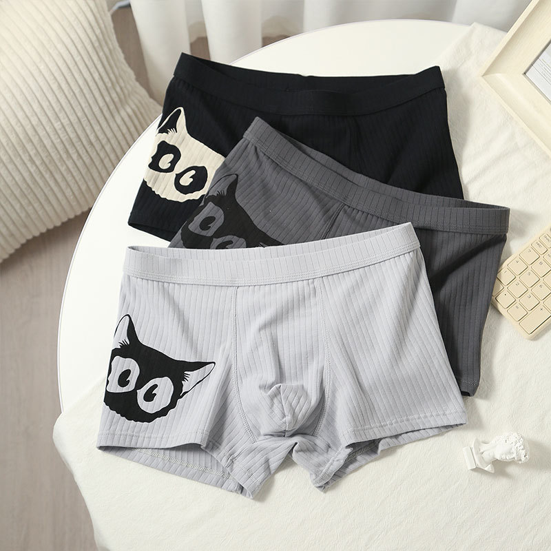 Ropa interior de algodón hombres otoño transpirable boxeadores cabeza entrega de una Pieza Impresa Boxer shorts invierno pantalones cortos de los hombres