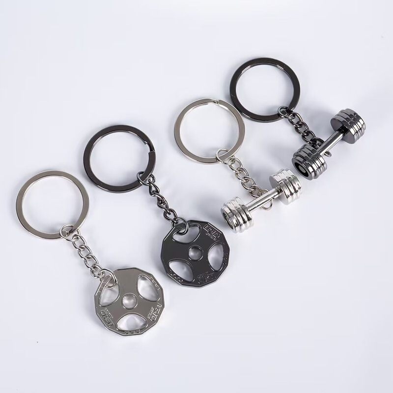 Cross-border Sports Power Dumbbell Barbell Kettlebell Keychain Fitness Equipment Car Keychain Sports Peripheral Pendant