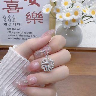 S925纯银爱心四叶草项链女心形满钻小众轻奢风锁骨链一款两戴颈链