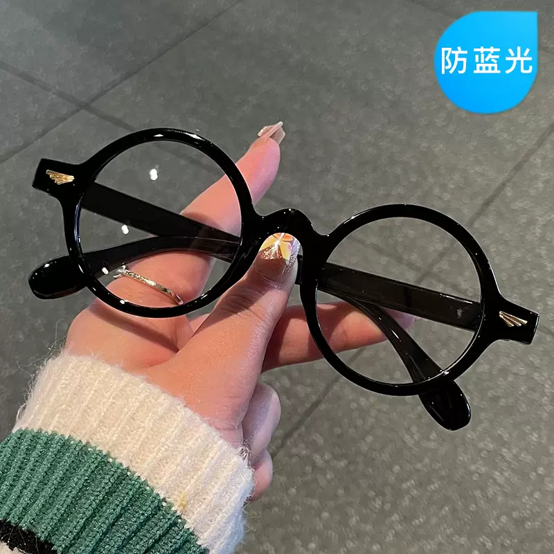 圆框天使翅膀眼镜女文艺复古防蓝光平光镜学生装饰潮流配近视镜框