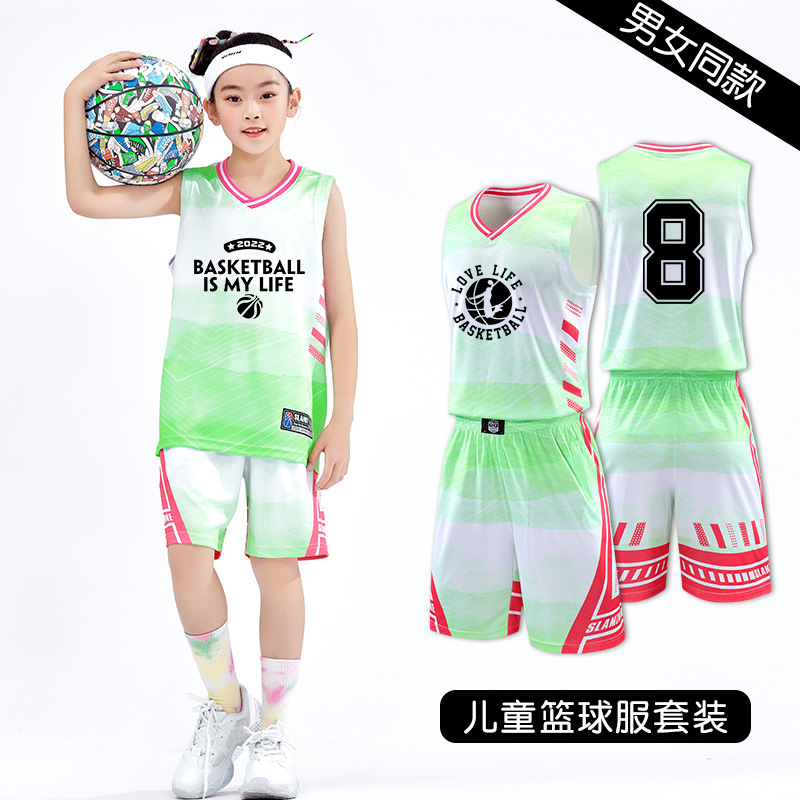 Children's Basketball Girls' Basketball Suit Summer Big Children's Basketball Suit Basketball Vest Suit Sports Boys' Breathable Team Uniform