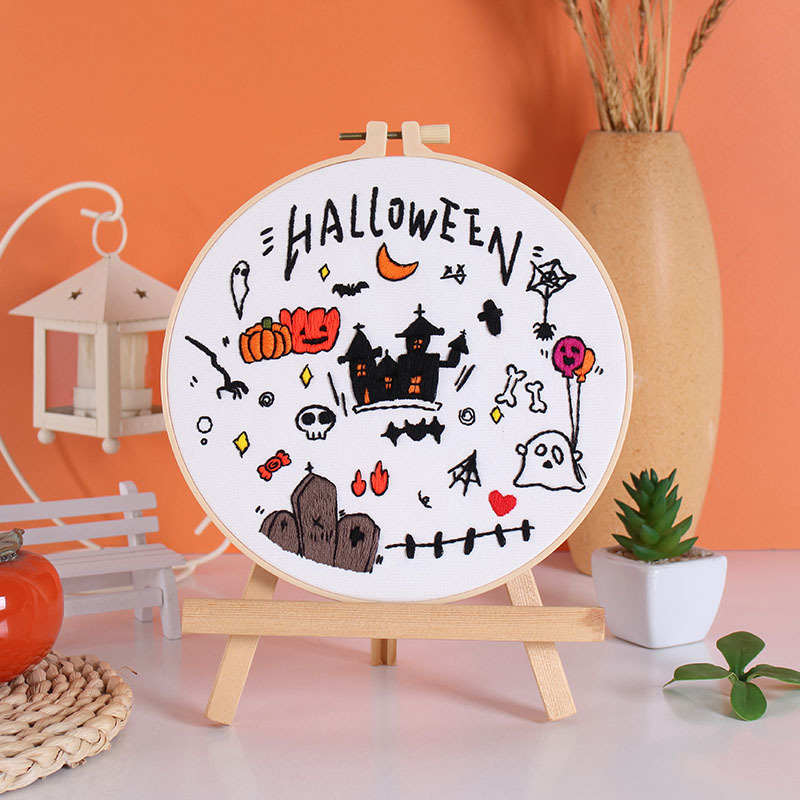 Nuevos productos de material de bordado artesanal paquete europeo tridimensional diibroidery Amazon truco Halloween 2024