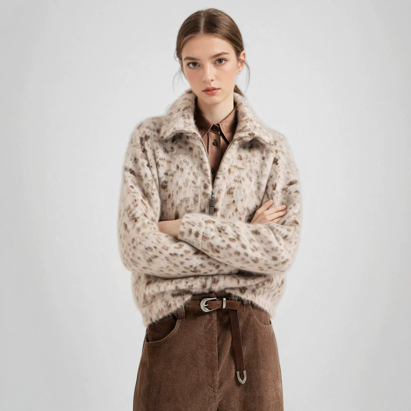 【Dark Coffee Solid Color】High-Neck Knit Cardigan, Basic Soft and Skin-Friendly Versatile Slim-Fit Cardigan for Women in Autumn and Winter 【Dark Coffee Solid Color】High-Neck Knit Cardigan, Basic Soft and Skin-Friendly Versatile Slim-Fit Cardigan for Women in Autumn and Winter