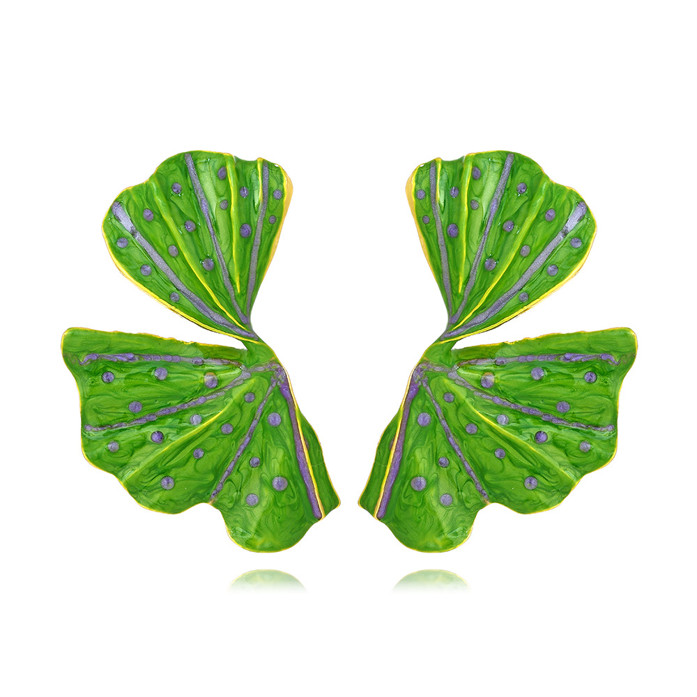 1 Pair Simple Style Leaf Enamel Zinc Alloy Earrings display picture 2